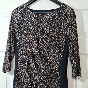 Lauren Ralph Lauren Navy Blue Leopard Print Sheath Dress